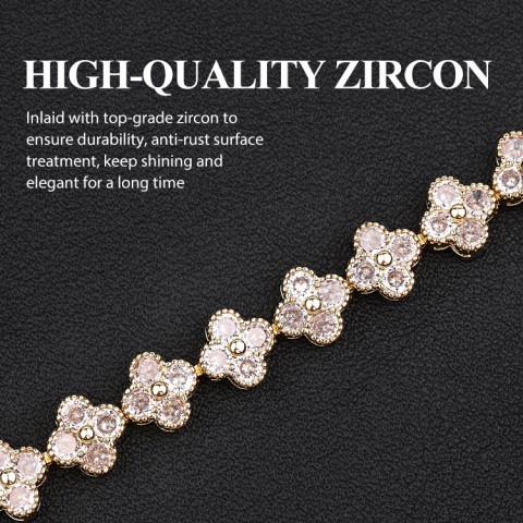 Four-leaf clover full diamond bracelet