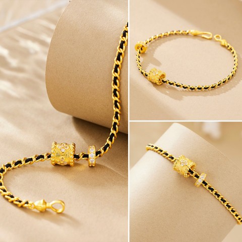 Small Waist Black Gold Braided Bracelet