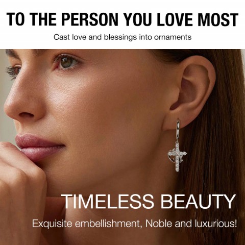 Crown Cross Moissanite Earrings