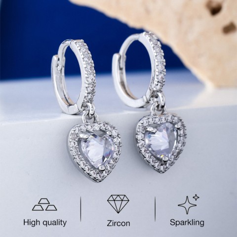 Zircon Heart Earrings Set