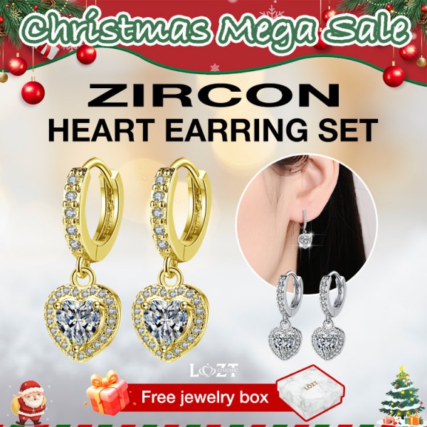 Zircon Heart Earrings Set