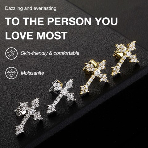 Cross Moissanite Earrings