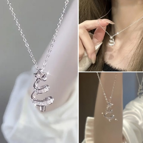 Christmas tree geometric necklace