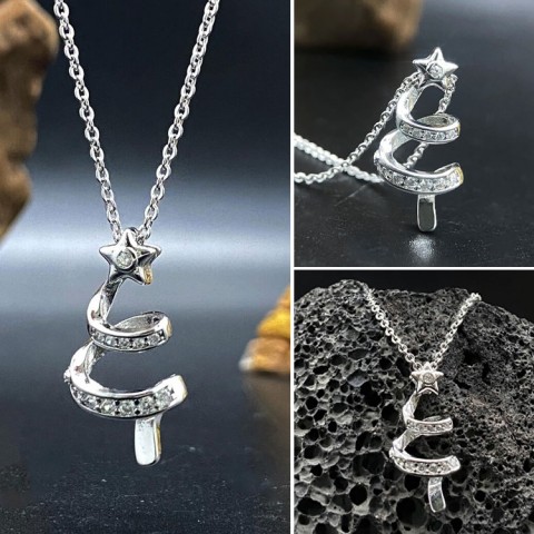 Christmas tree geometric necklace