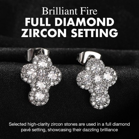 Diamond-encrusted cross earrings