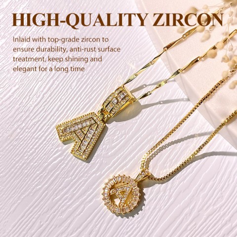 2pc 14k Diamond Letter Initial Necklaces