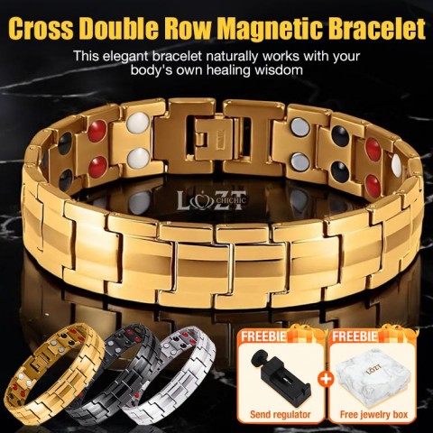Cross Double Row Magnetic Bracelet