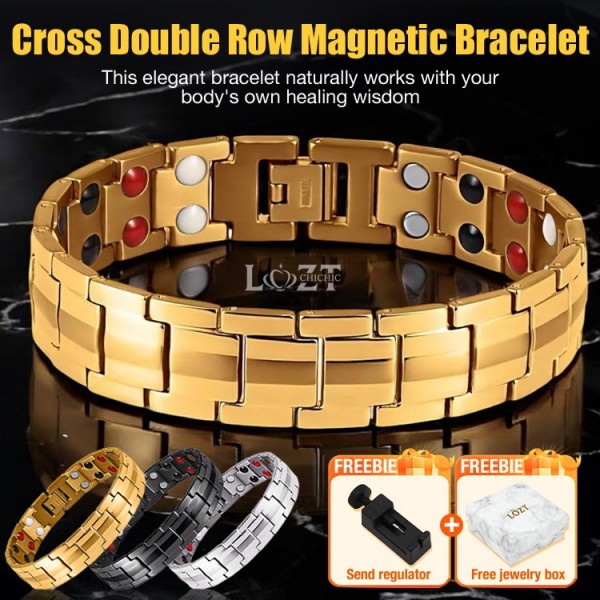 Cross Double Row Magnetic Bracelet