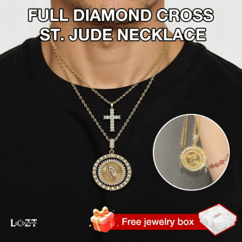 Full Diamond Cross St. Jude Necklace