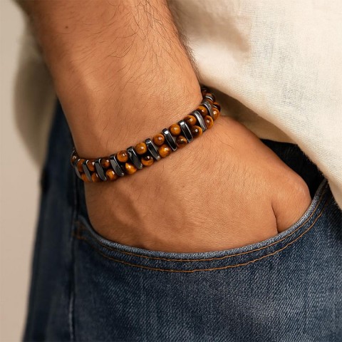 Double-row Natural Tiger Eye Stone Bracelet