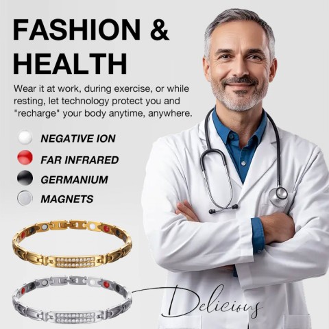 Germanium magnetic therapy diamond bracelet