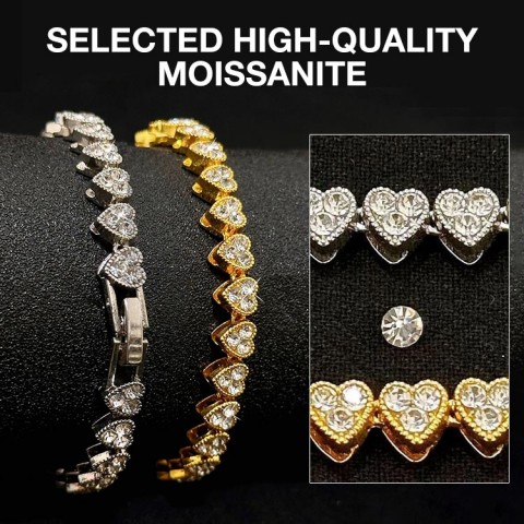 Heart-shaped Moissanite Bracelet and Necklace Set