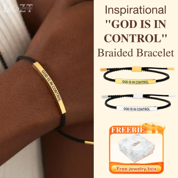 Inspirational GOD IS IN CONTROL Braided Bracelet