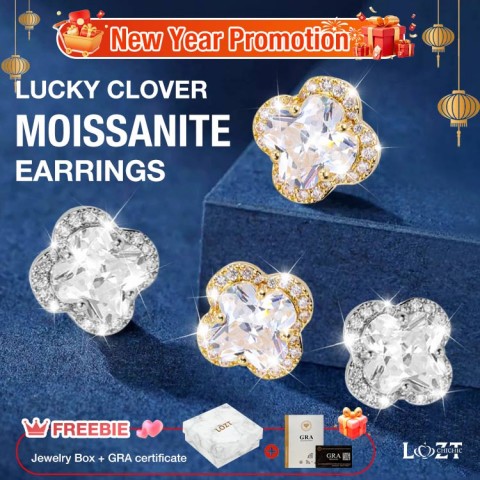 Lucky Clover Moissanite Earrings