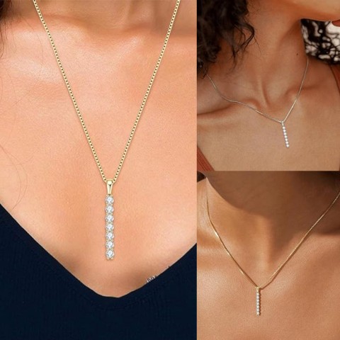 Moissanite Bar Necklace