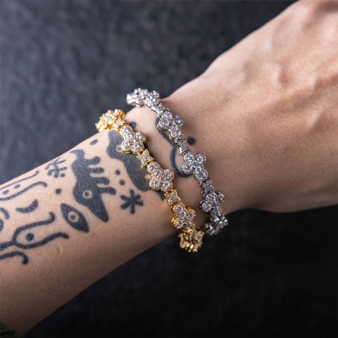 Moissanite Cross Flower Bracelet