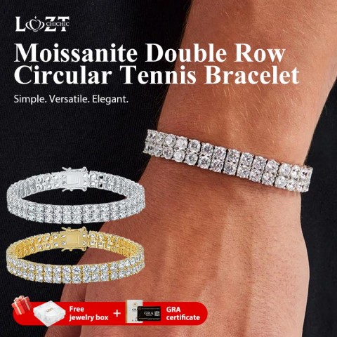 Moissanite Double Row Circular Tennis Bracelet