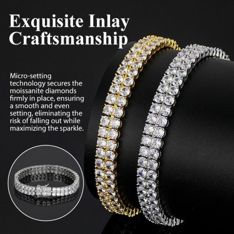 Moissanite Double Row Circular Tennis Bracelet