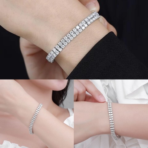Moissanite Double Row Circular Tennis Bracelet