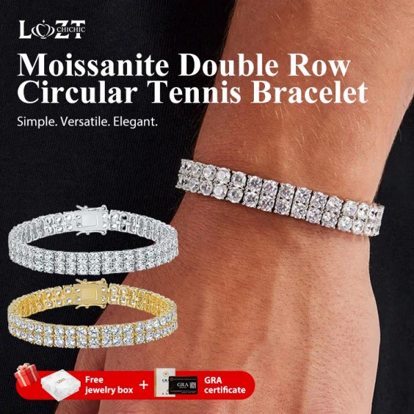 Moissanite Double Row Circular Tennis Bracelet