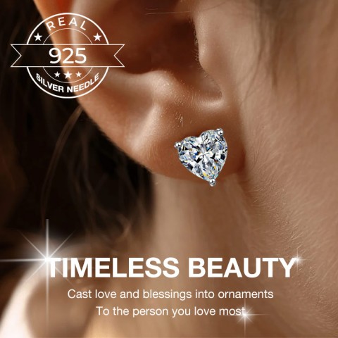 Heart Moissanite Earrings