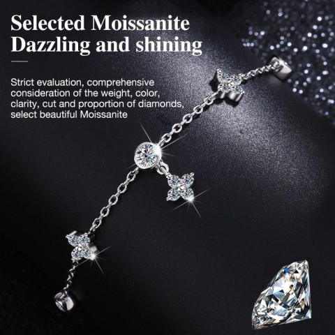 Ophelia Clover Moissanite Bracelet