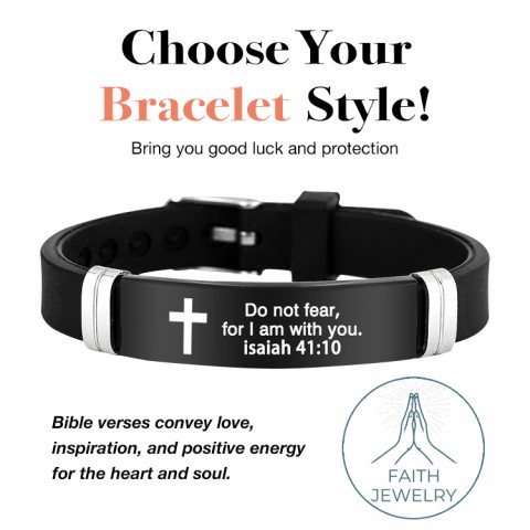 Inspirational Quote Bible Verse Cross Bracelet