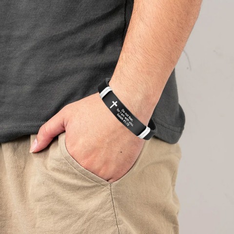 Inspirational Quote Bible Verse Cross Bracelet