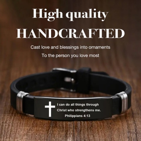 Inspirational Quote Bible Verse Cross Bracelet