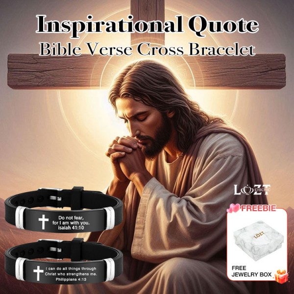 Inspirational Quote Bible Verse Cross Bracelet