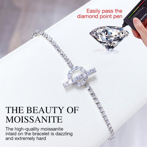 Q-shaped Super Shiny full diamond Moissanite Bracelet
