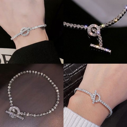 Q-shaped Super Shiny full diamond Moissanite Bracelet