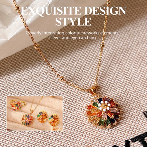 Rotatable Rainbow Zircon Firework Ring