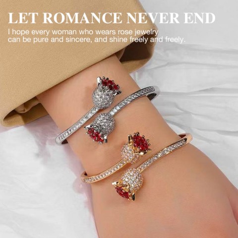 Rose zircon open bracelet