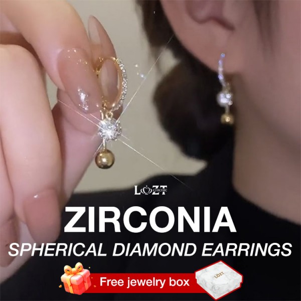 Zirconia spherical diamond earrings