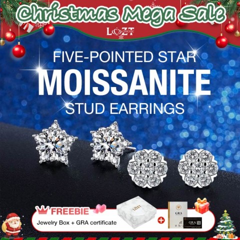 Five-pointed Star Moissanite Stud Earrings