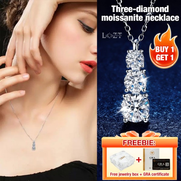 Three-diamond moissanite necklace