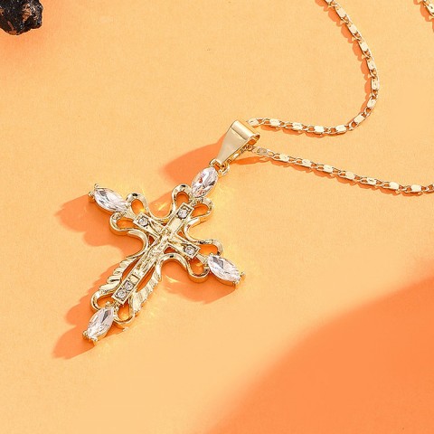 Zircon Cross Clavicle Necklace