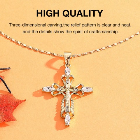 Zircon Cross Clavicle Necklace