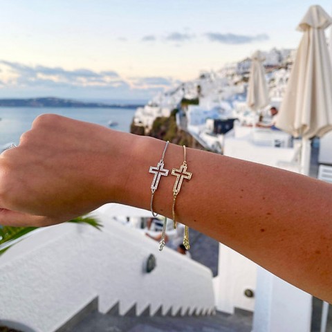 micro-pave cross bracelet