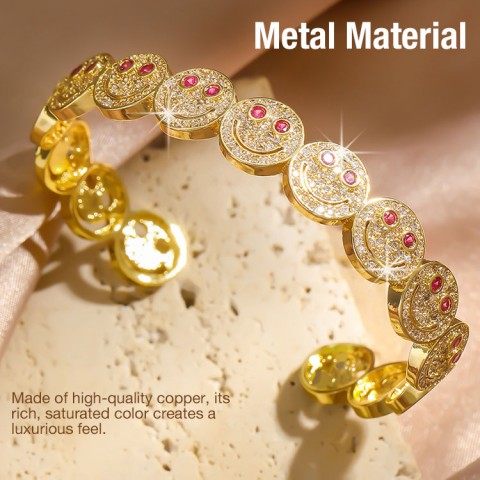 Zircon smiley face bracelet