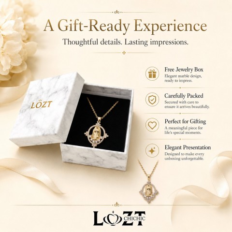 White Zircon Virgin Mary Pendant Necklace
