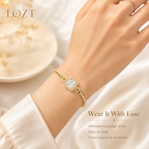 18K Gold Plated Square Zircon Snake Bone Bracelet