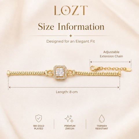 18K Gold Plated Square Zircon Snake Bone Bracelet