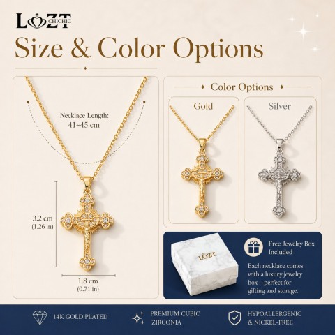 14K Gold Cubic Zirconia Cross Necklace