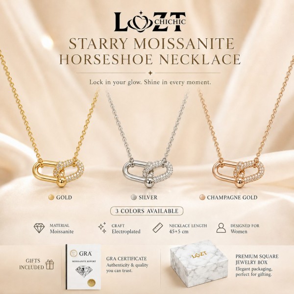 Starry Moissanite Horseshoe Necklace