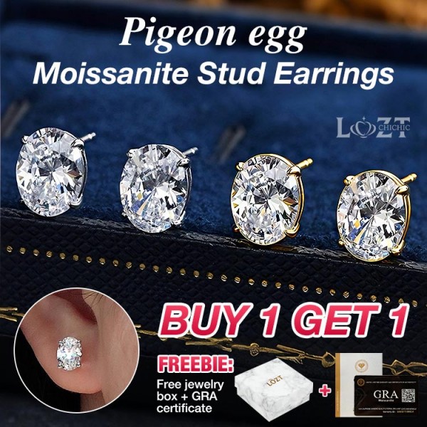 Pigeon egg Moissanite Stud Earrings