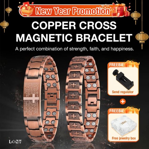 Copper Cross Magnetic Bracelet