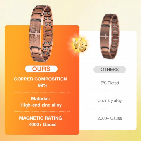 Copper Cross Magnetic Bracelet