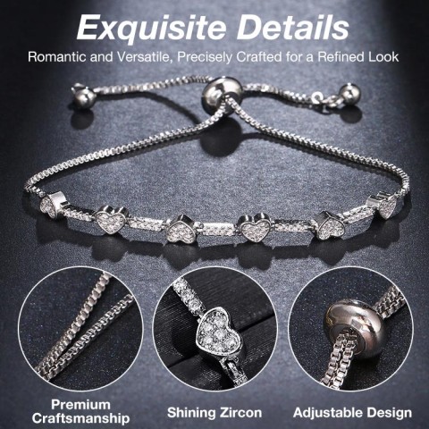 Heart-shaped Zirconia Bracelet